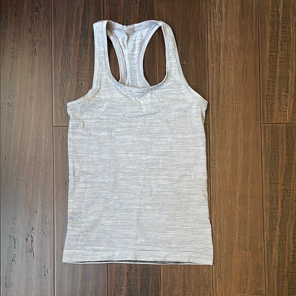 Gray Striped Racer Back Women's Tank Top